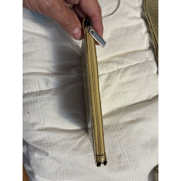 Pretty 3 Piece Make-up Bag Set Gold Glittery Pouch Cosmetic - Picture 10 of 16